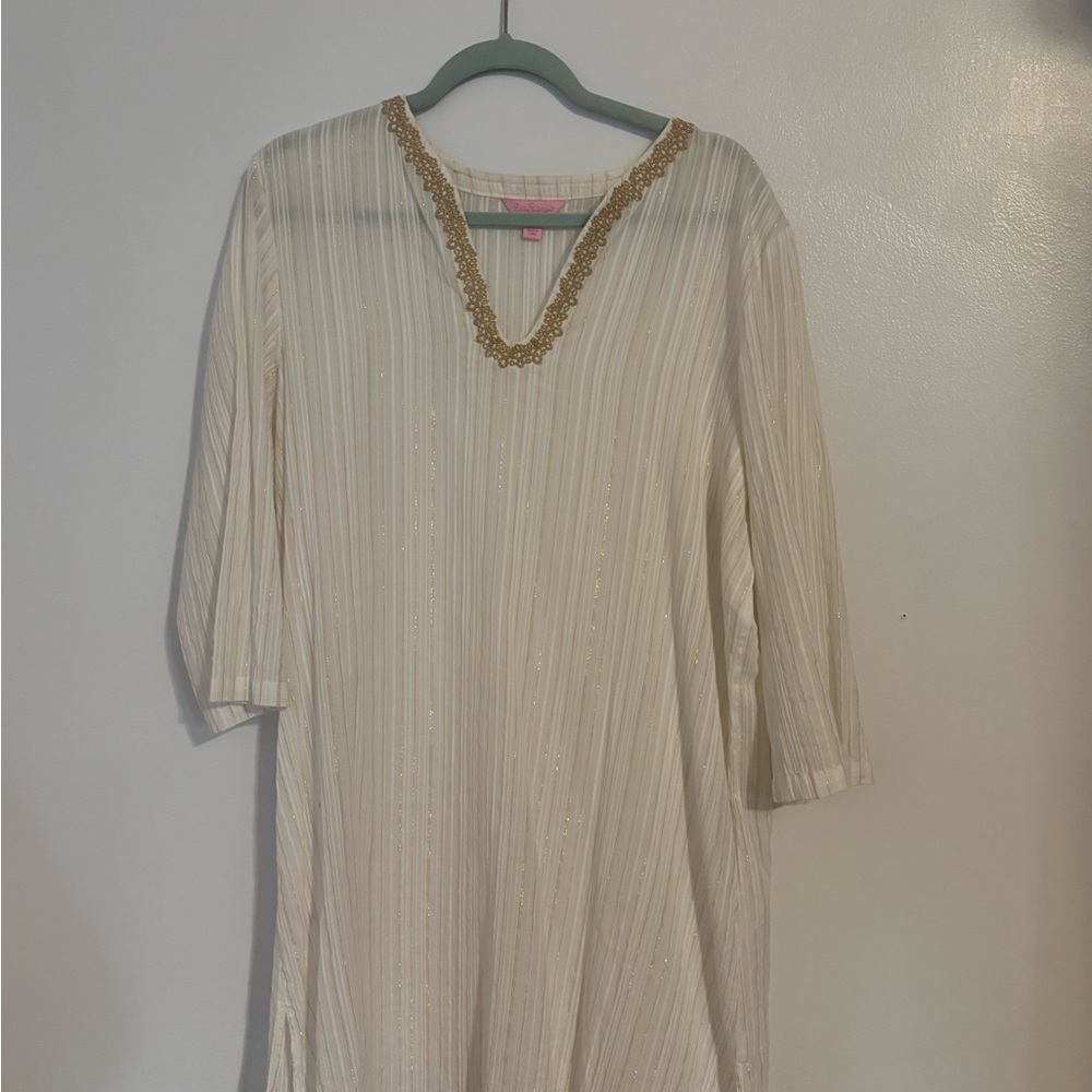 Lilly Pulitzer Cream Top with Gold Accents